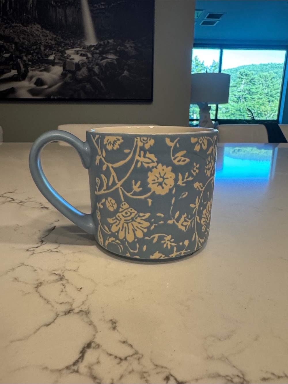 Threshold Blue and Cream Floral Ceramic Mug